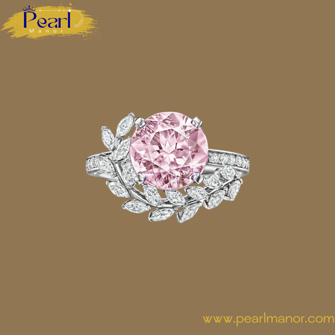 Vine Ring in Platinum with a Morganite and Diamonds