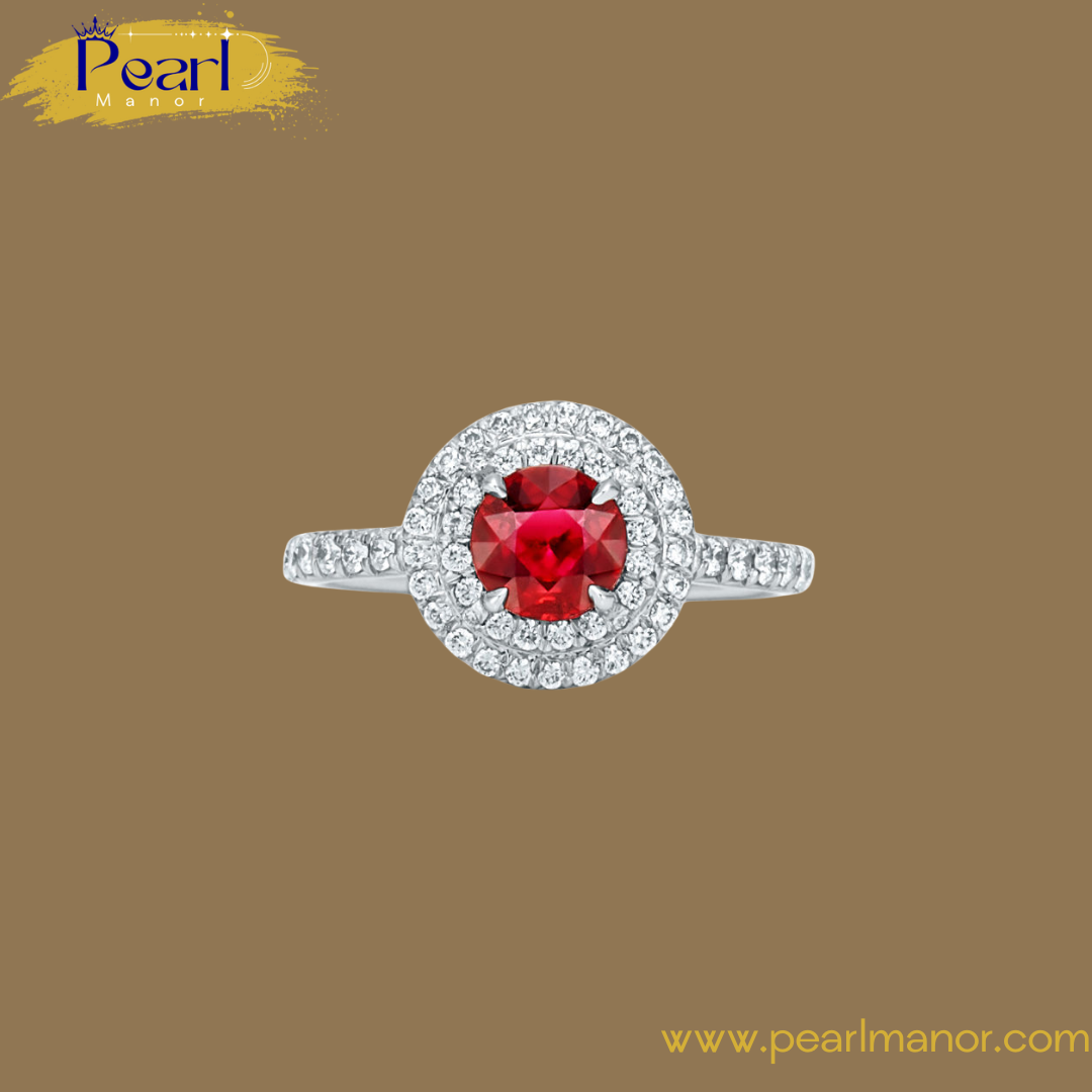 Ring in Platinum with a Ruby and Diamonds