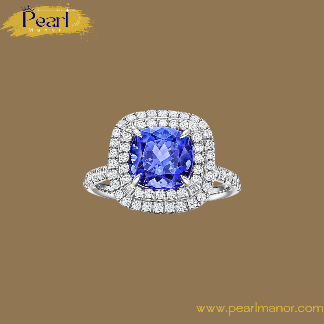Ring in Platinum with a Tanzanite and Diamonds