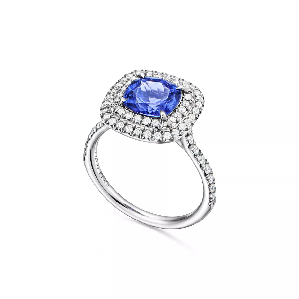 Ring in Platinum with a Tanzanite and Diamonds