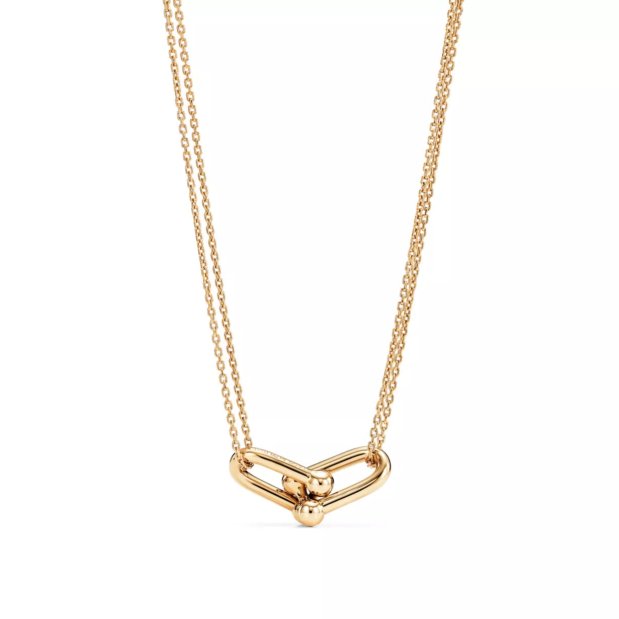 Large Double Link Pendant in Yellow Gold
