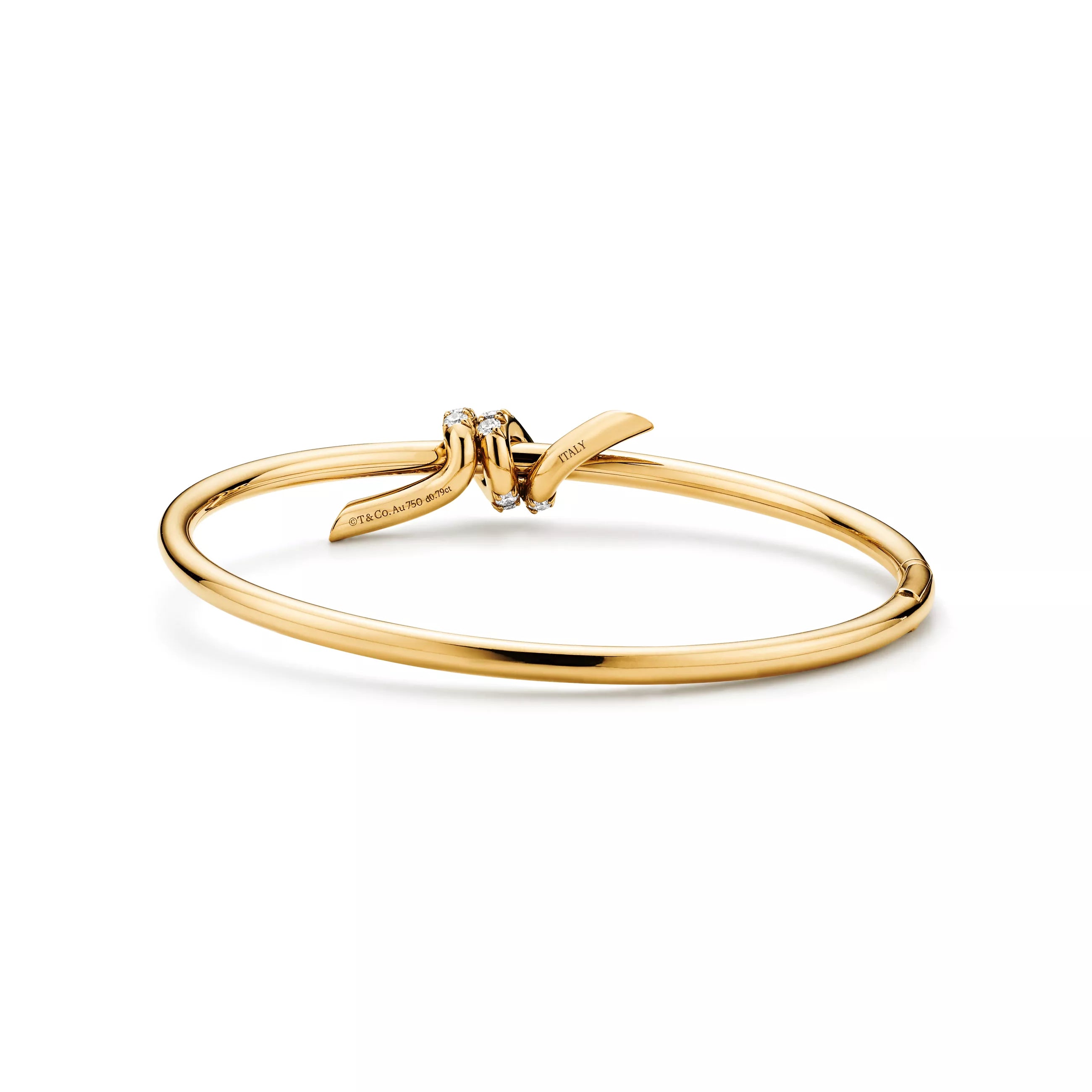 Wire Bangle in Yellow Gold with Diamonds