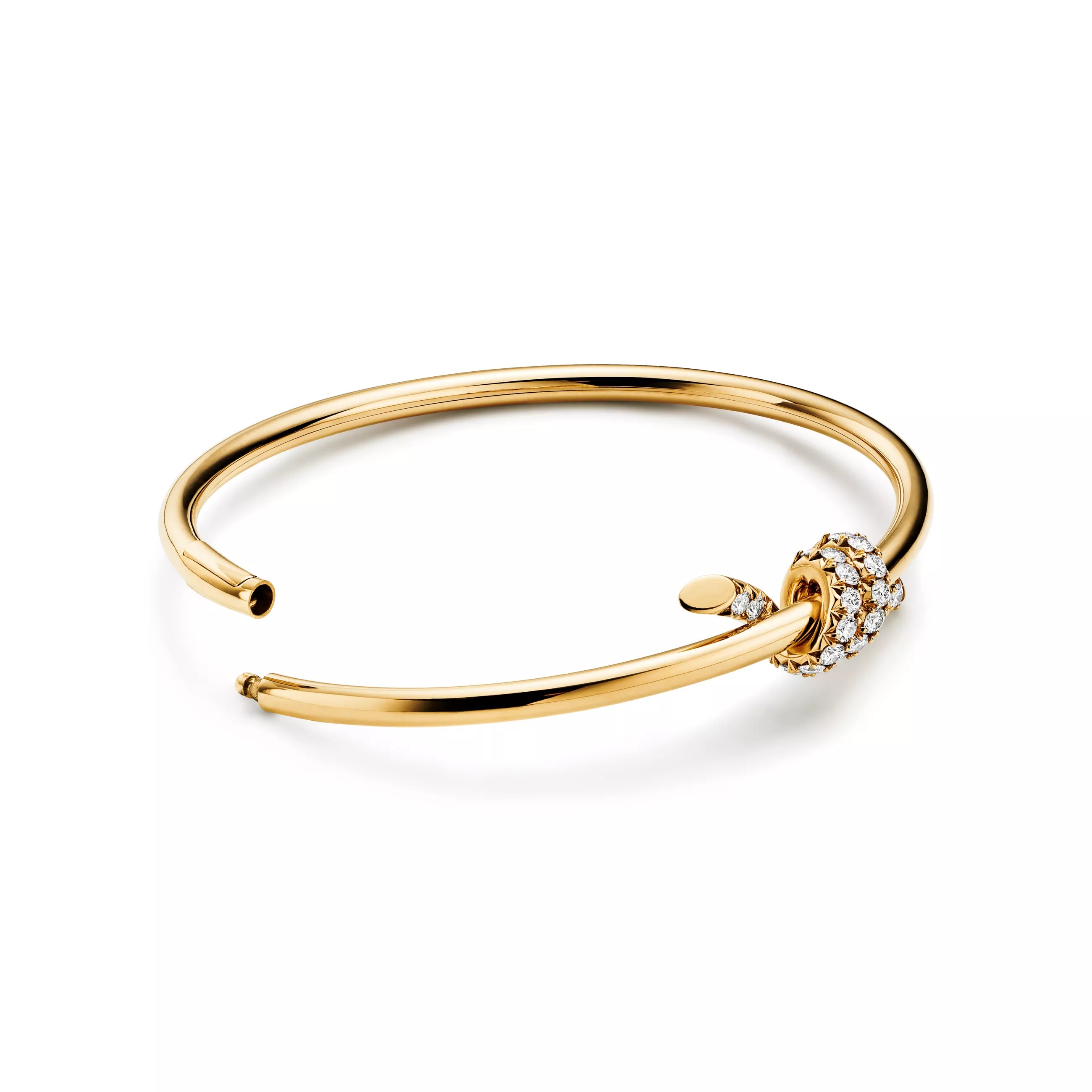 Wire Bangle in Yellow Gold with Diamonds