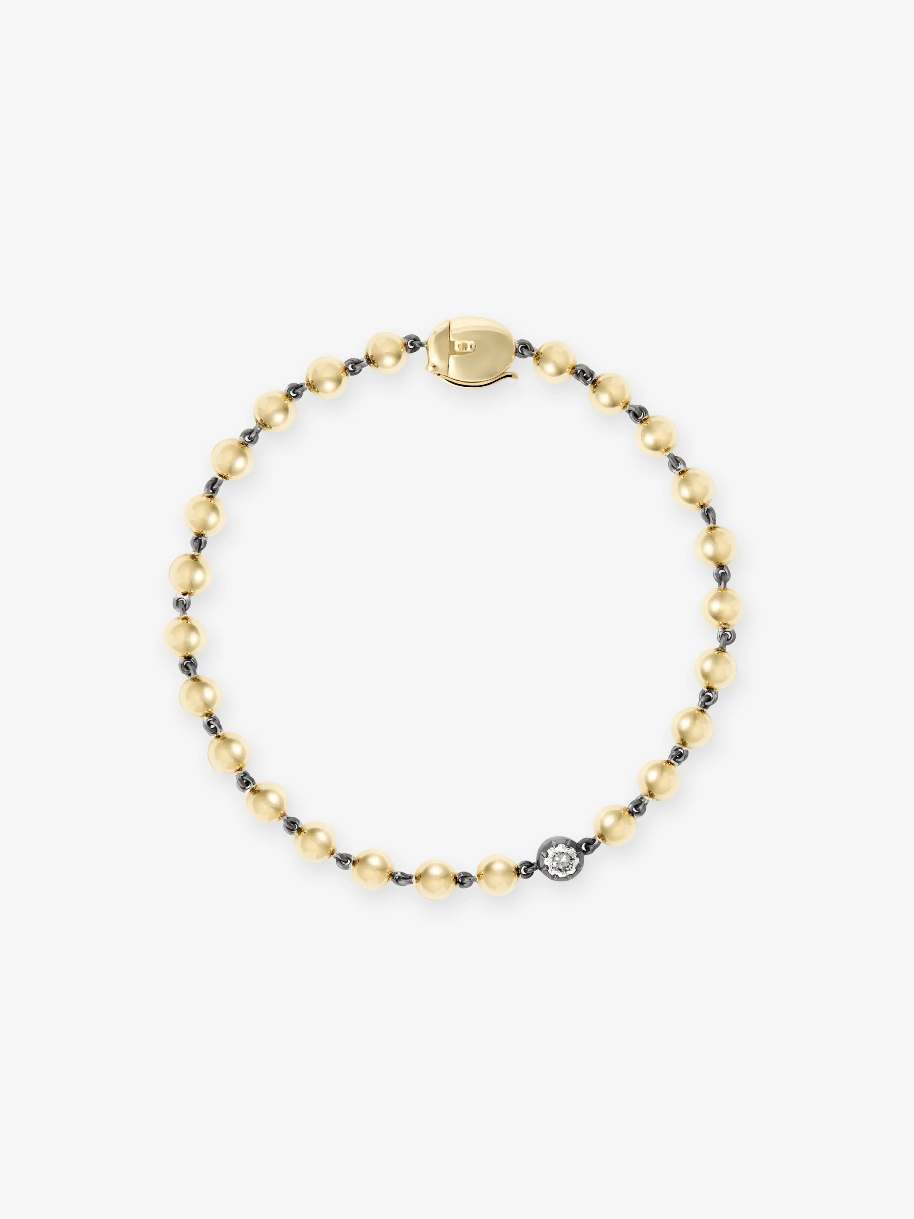 Ball n Chain Yellow Gold Diamond Bracelet