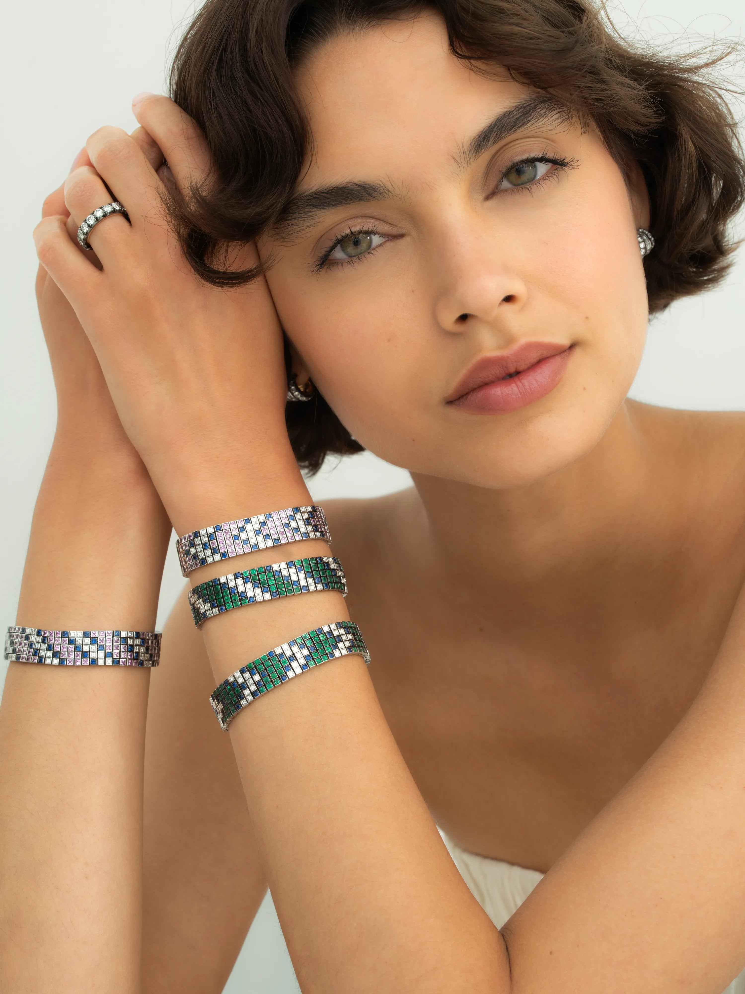 Tapestry Emerald, Diamond & Sapphire Italic Bracelet