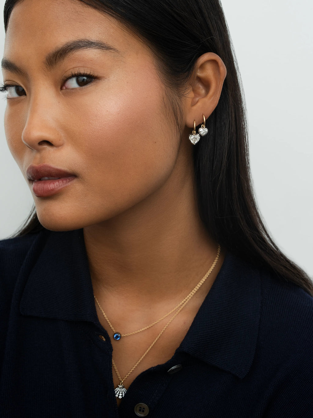 0.70ct Heart-Shaped Diamond & White Gold Gypset Hoop Earrings