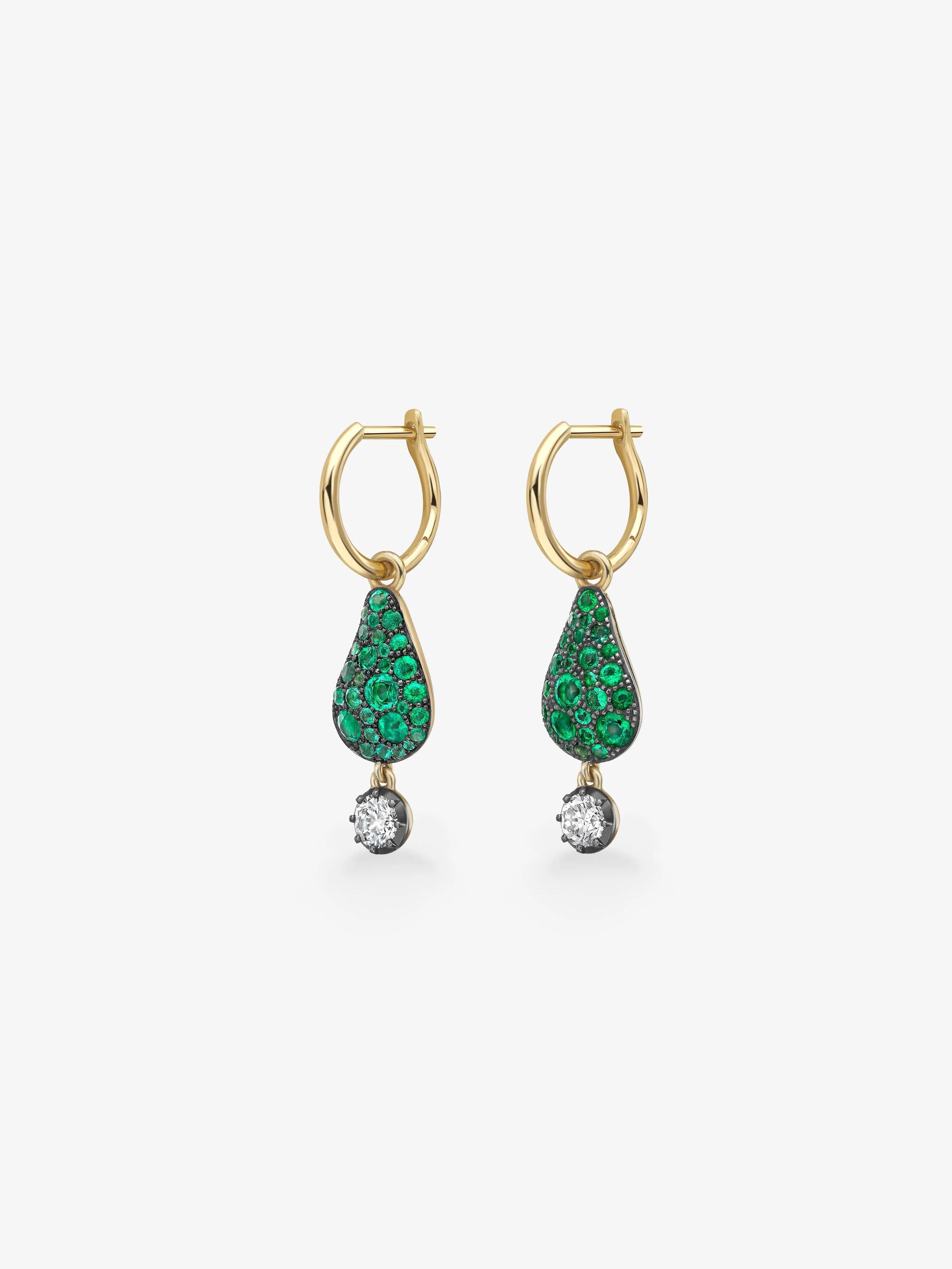 Fruit Salad Emerald Prickly Pear & Diamond Gypset Hoop Earrings