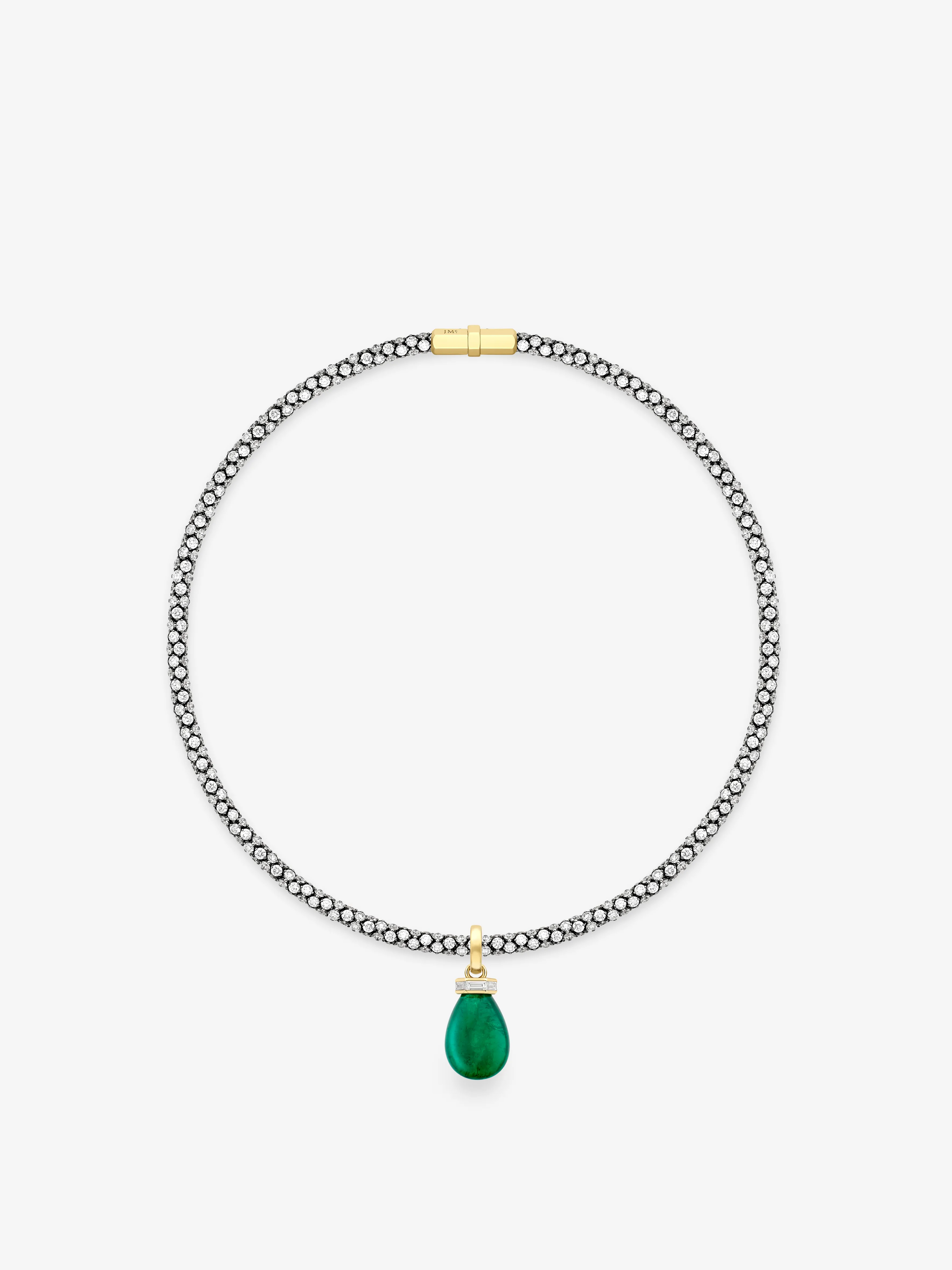 Tempest 22.06ct Cabochon Emerald & Diamond Pendant