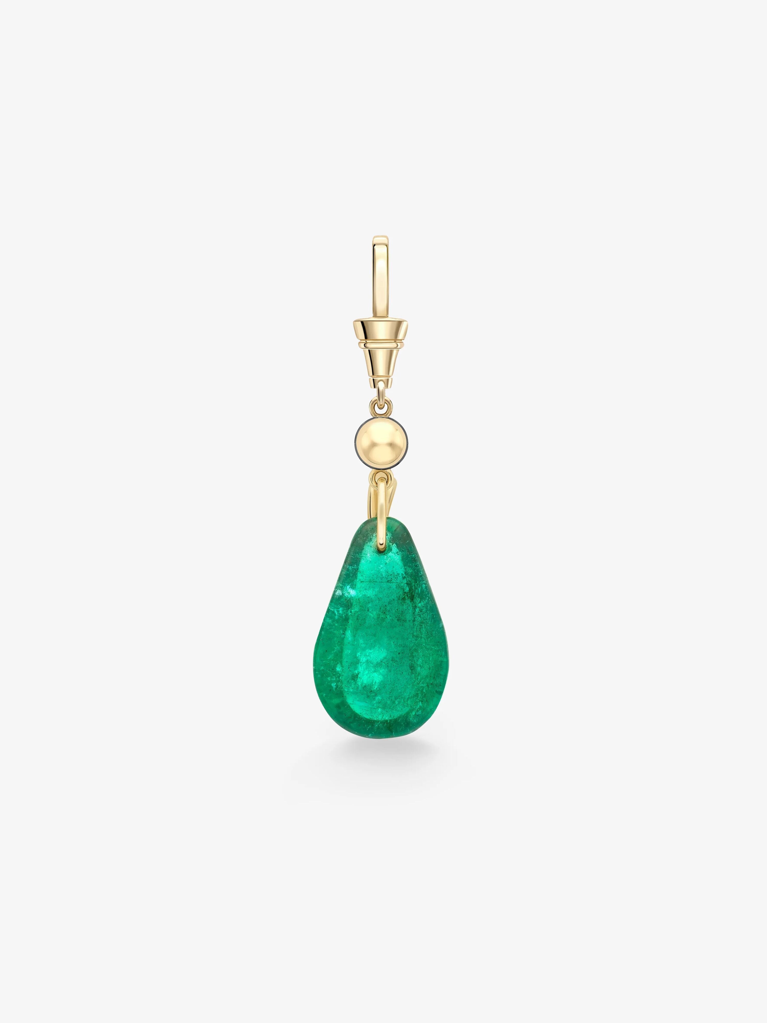 Fruit Salad Polished Emerald Pear & Diamond Pendant