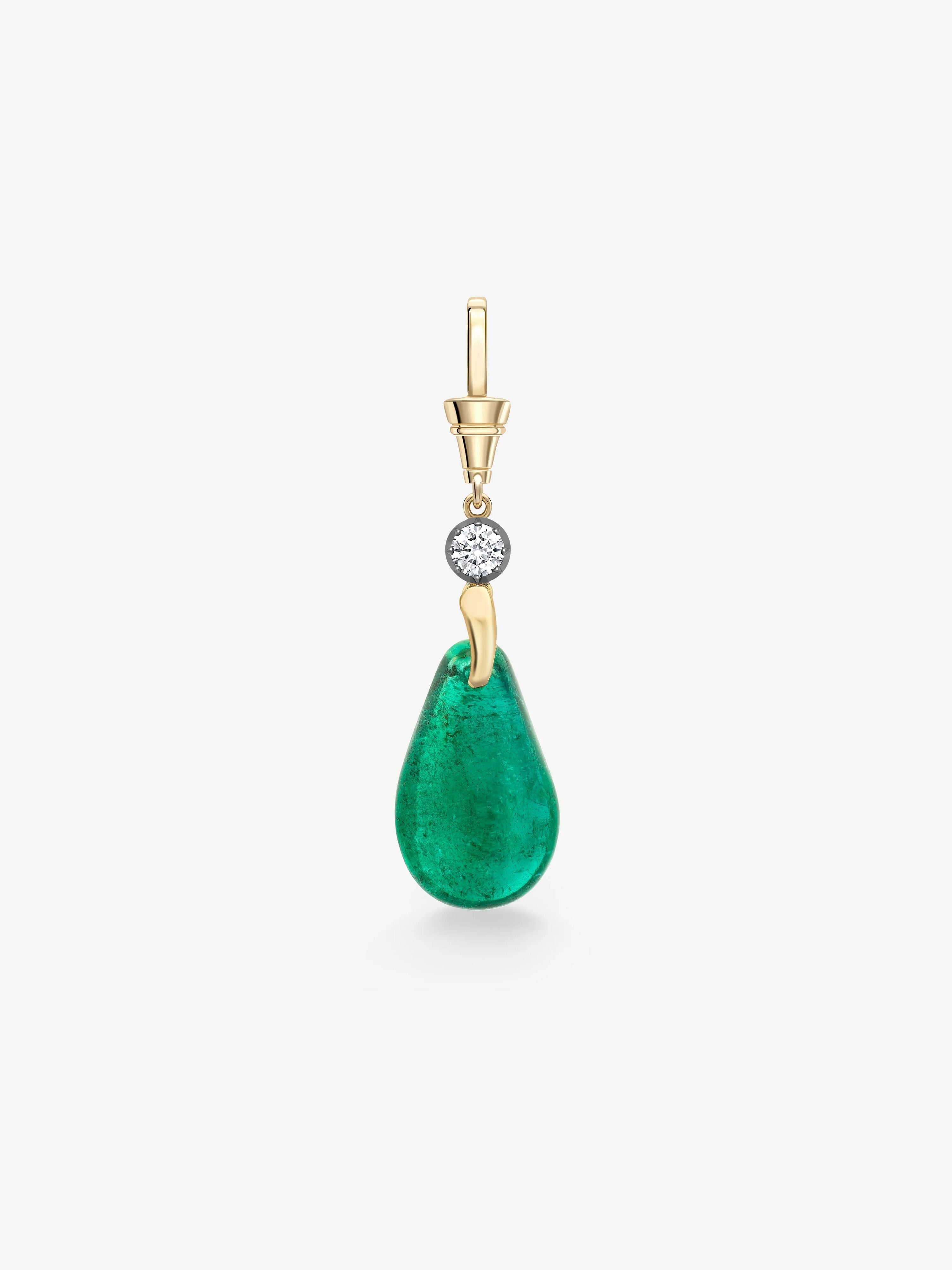 Fruit Salad Polished Emerald Pear & Diamond Pendant