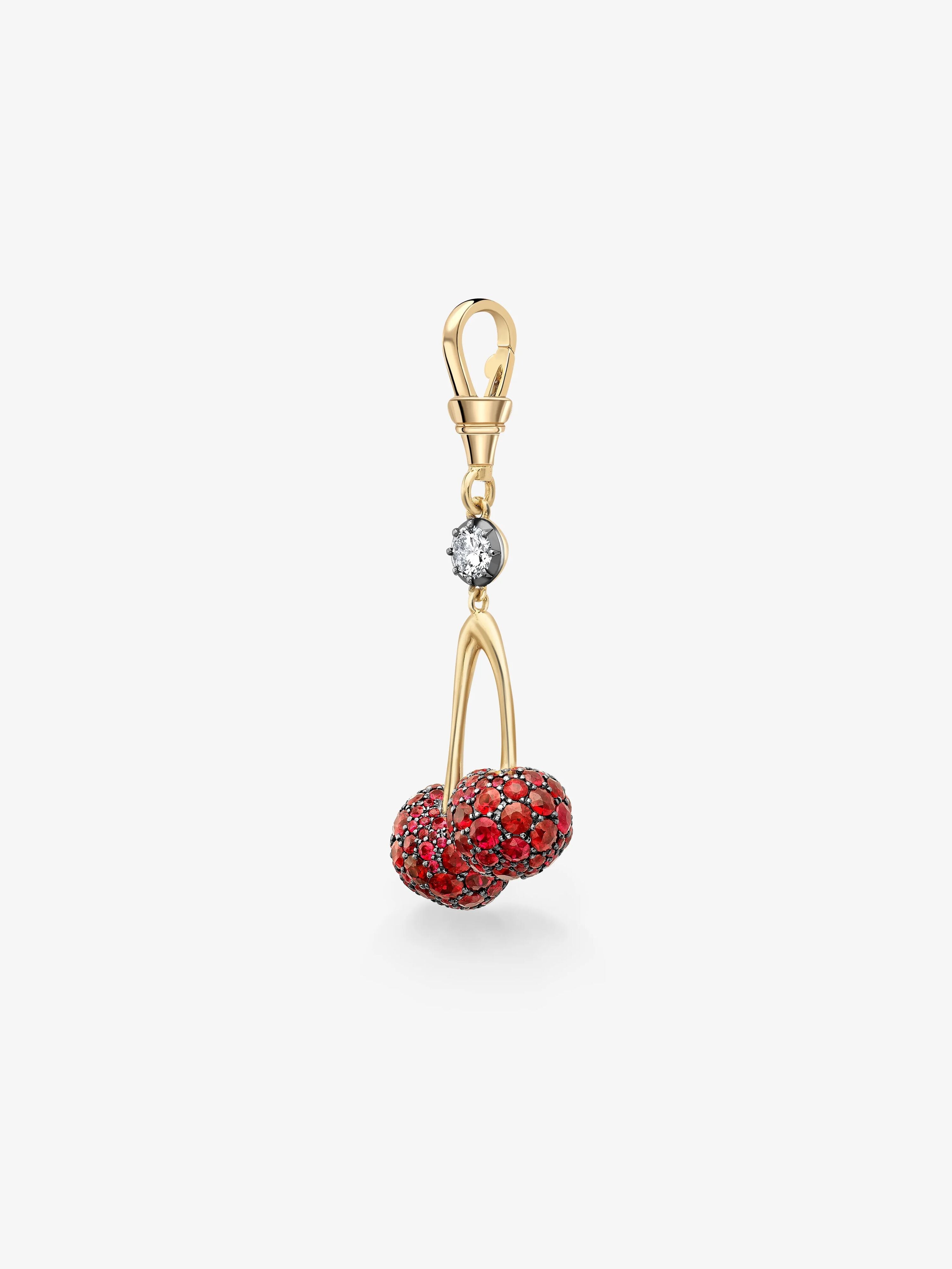Fruit Salad Ruby Cherries & Diamond Pendant