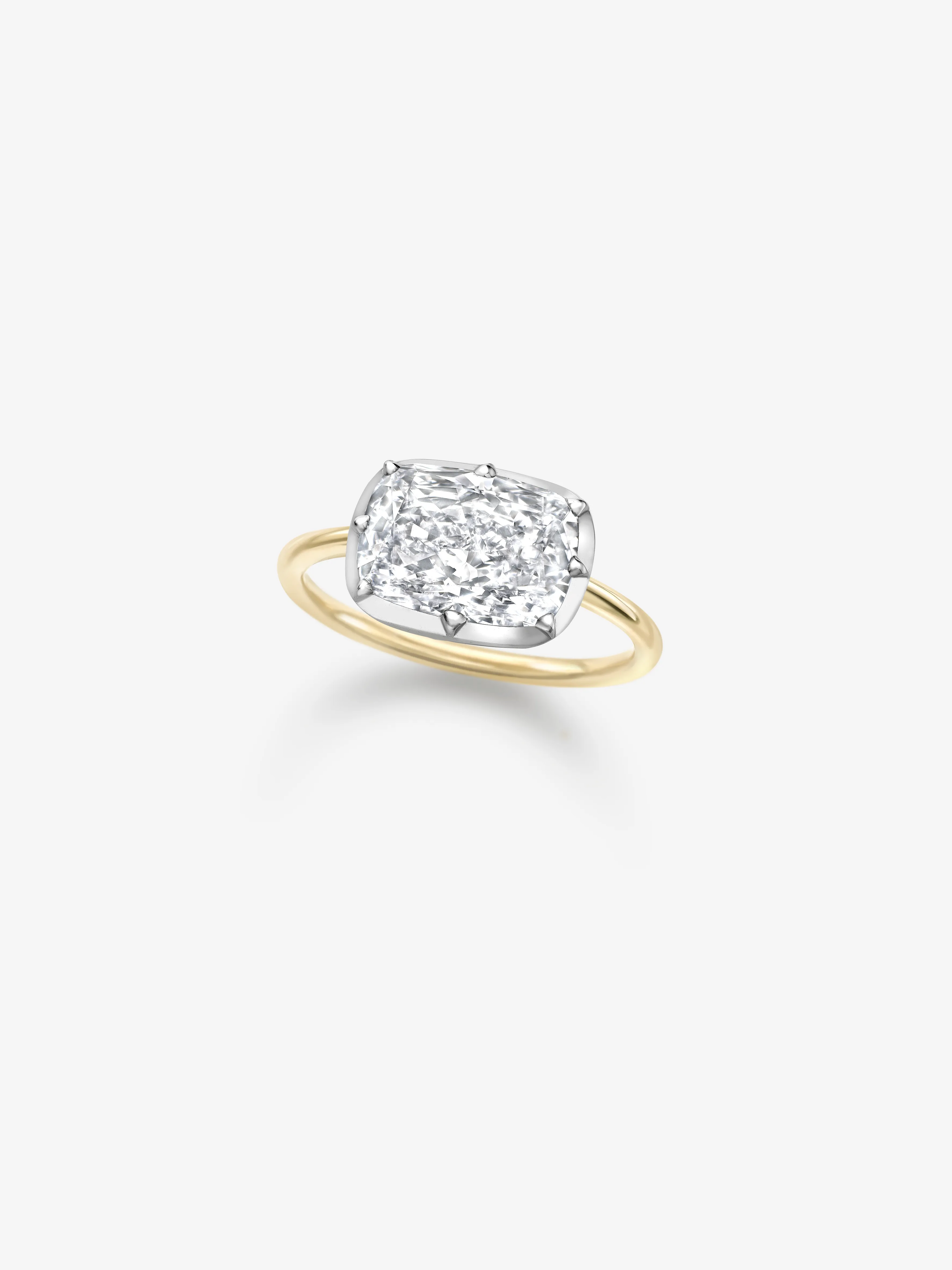 4.04ct East-West Cushion Diamond Button Back Ring