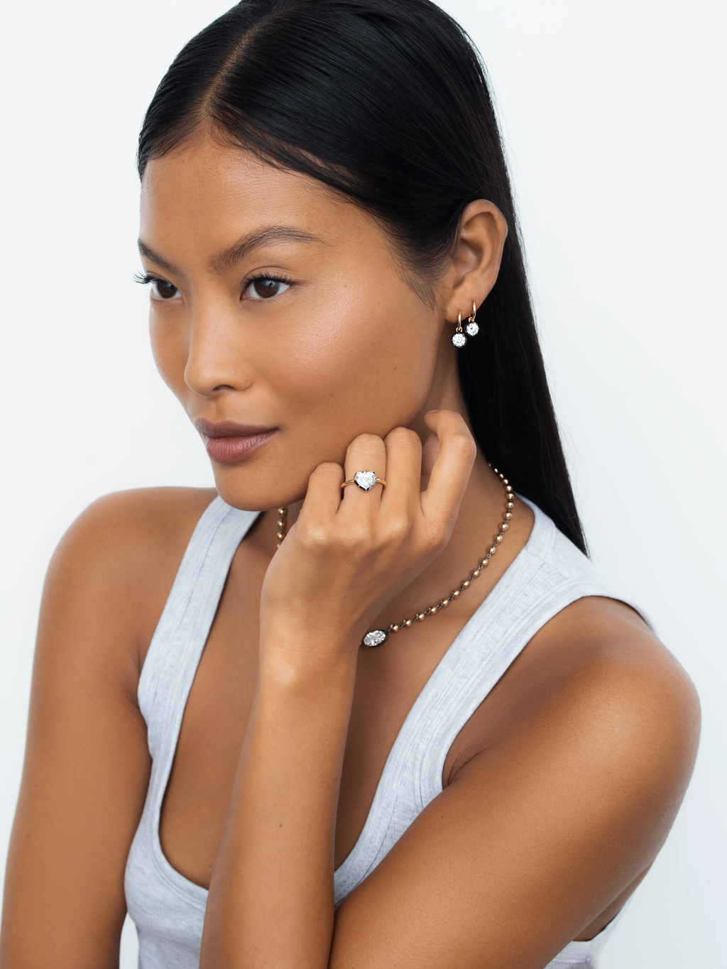 1.49ct Heart-Shaped Diamond & White Gold Button Back Ring